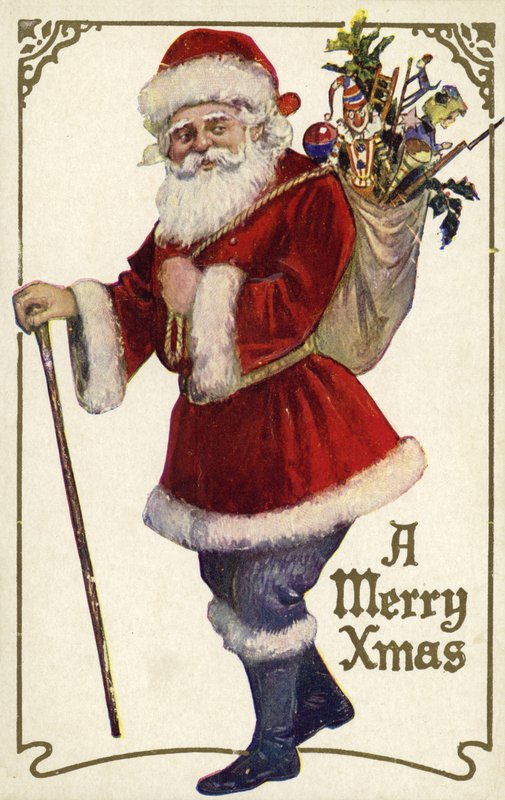 Bir çanta oyuncak ile Noel Baba by English School