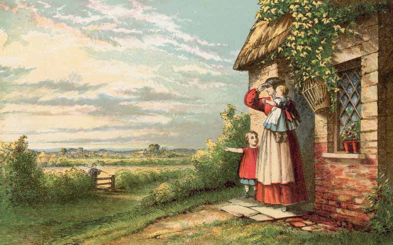 Tarlalarda işten dönen baba by English School