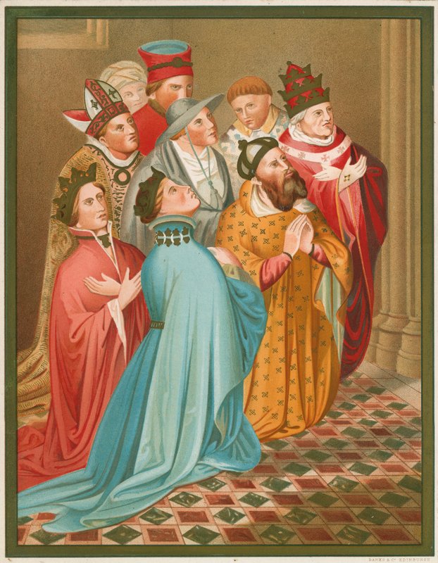 Arragon Kralı I. Ferdinand, Kraliçesi, İmparator Sigismund ve Papa V. Martin by English School