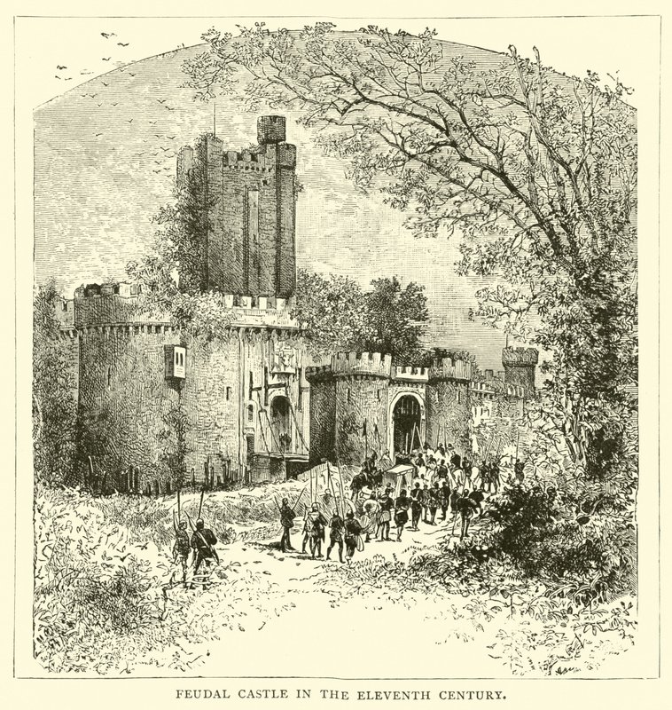 Onbirinci yüzyılda Feodal Kale by English School