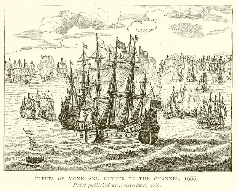 Monk ve Ruyter'in Kanaldaki Filoları, 1666 by English School