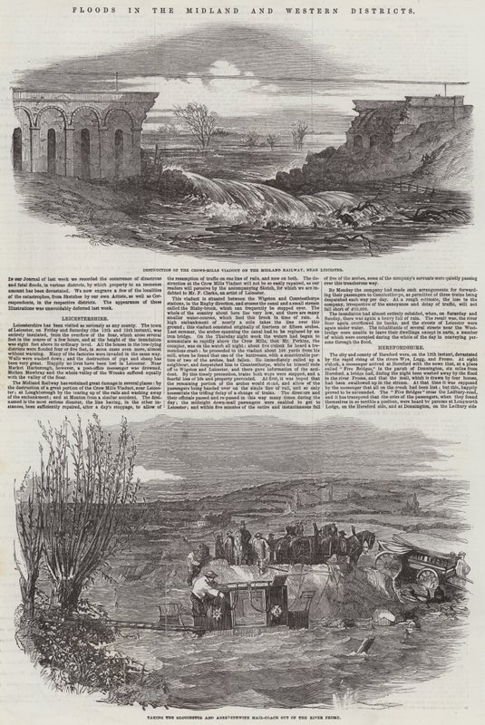 Midland ve Batı İlçelerinde Seller (gravür) by English School