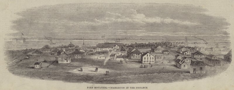 Fort Moultrie, Charleston Uzakta (gravür) by English School