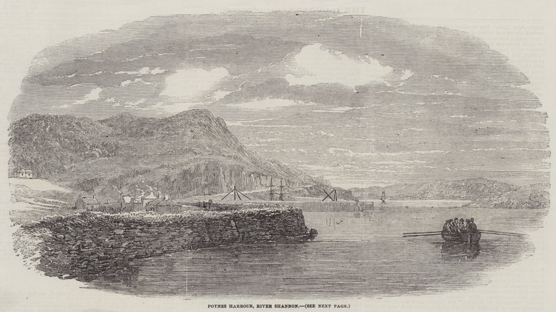 Foynes Limanı, Shannon Nehri (gravür) by English School