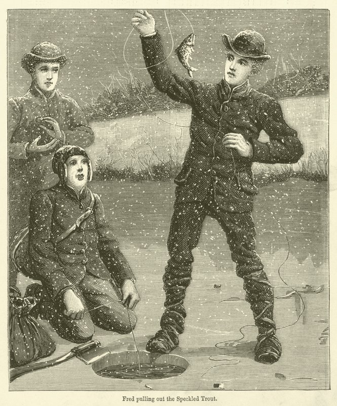 Fred benekli alabalığı çıkarırken (gravür) by English School