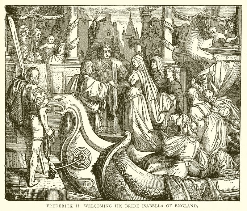 Frederick II, İngiltereli Gelini Isabella'yı karşılarken by English School