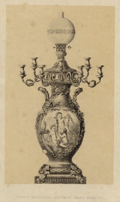 Mum Dallı Fransız Moderatör Lambası (litho) by English School
