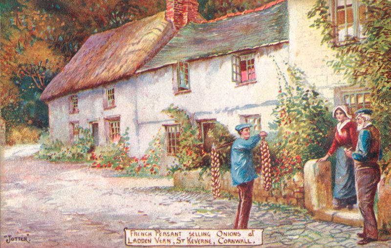 Fransız soğan satıcısı, Ladden Vern, St Keverne, Cornwall (renkli taş) by English School