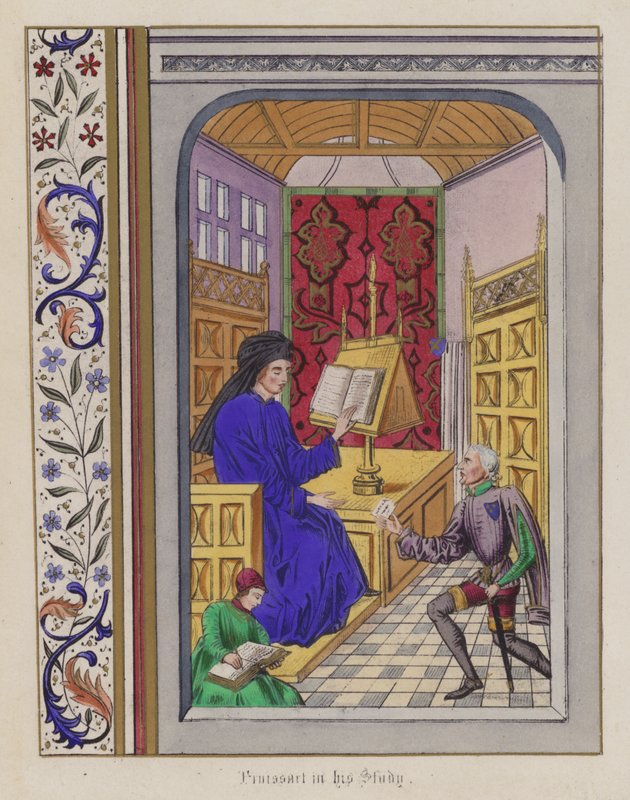 Froissart çalışma odasında (renkli gravür) by English School