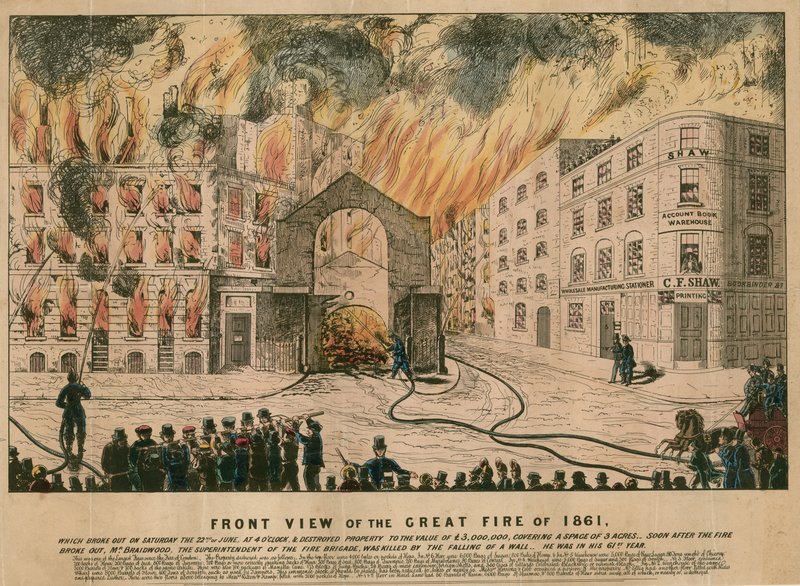 1861 Büyük Yangınının Önden Görünümü by English School