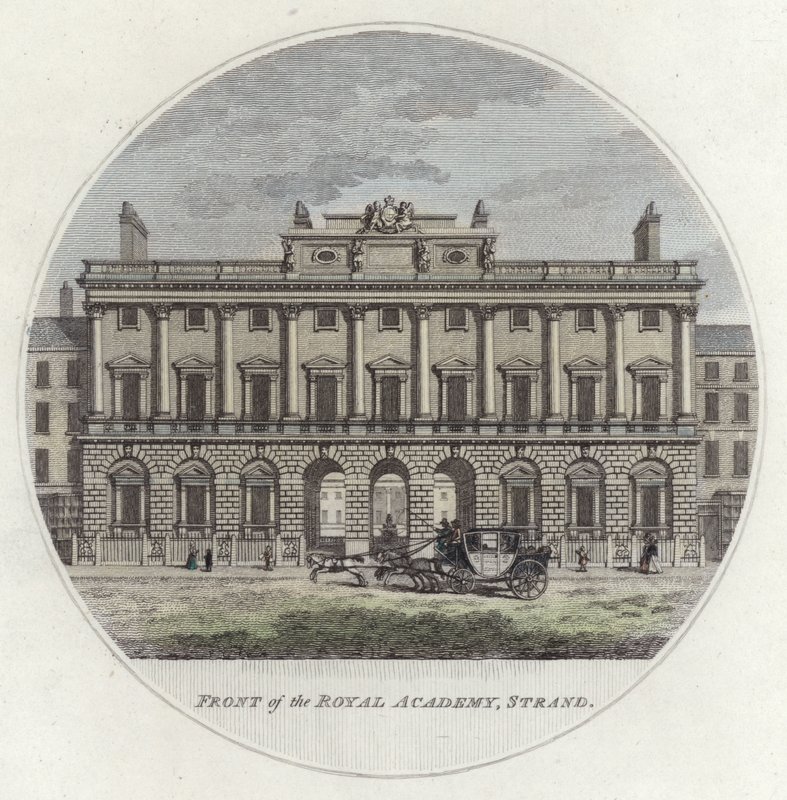 Kraliyet Akademisi önü, Strand, Londra (renkli gravür) by English School