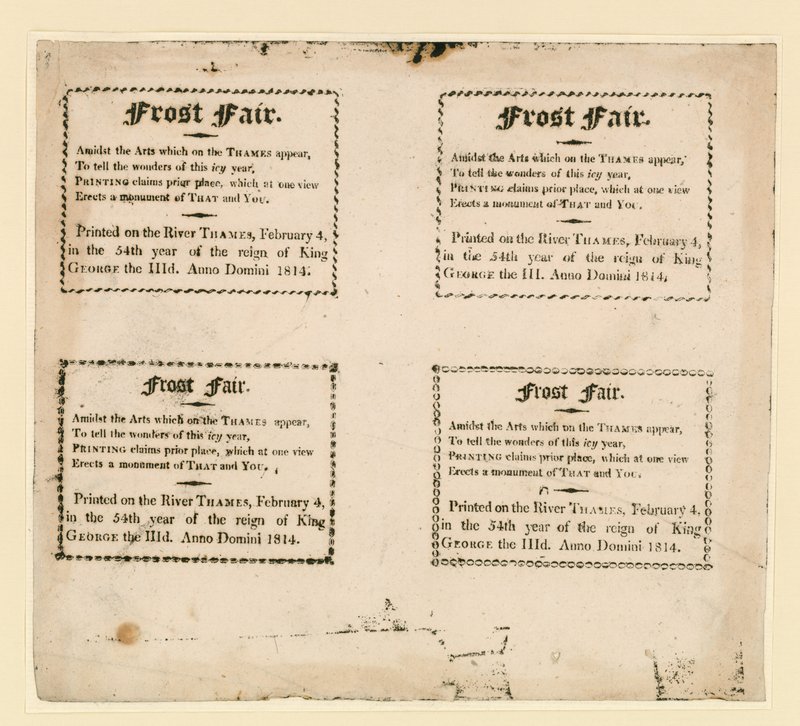 1814 Frost Fuarı. Buz üzerine basılmış hediyelik eşyalar by English School