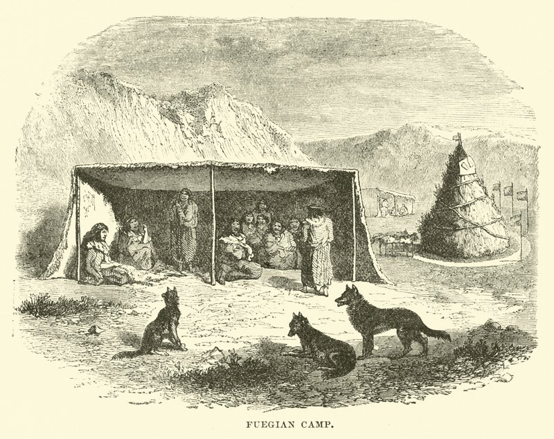 Fuegian Kampı, Tierra del Fuego, 1890 by English School