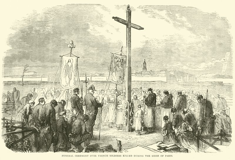 Paris Kuşatması sırasında öldürülen Fransız askerlerinin cenaze töreni, Ekim 1870 by English School