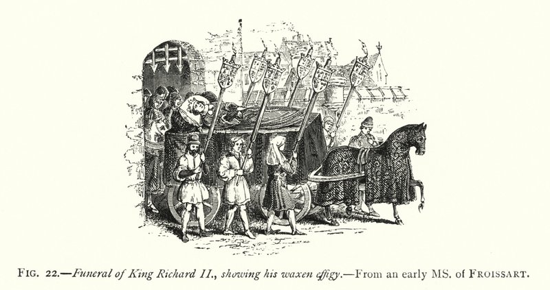 Kral II. Richard'ın balmumu heykelini gösteren cenaze töreni (gravür) by English School