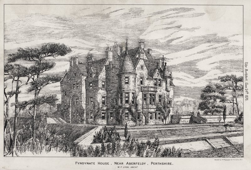 Fyndynate House, yakın Aberfeldy, Perthshire (gravür) by English School