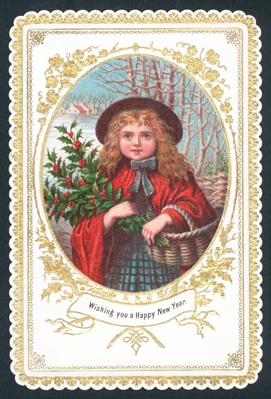 Holly, yeni yıl kartı tutan kız by English School