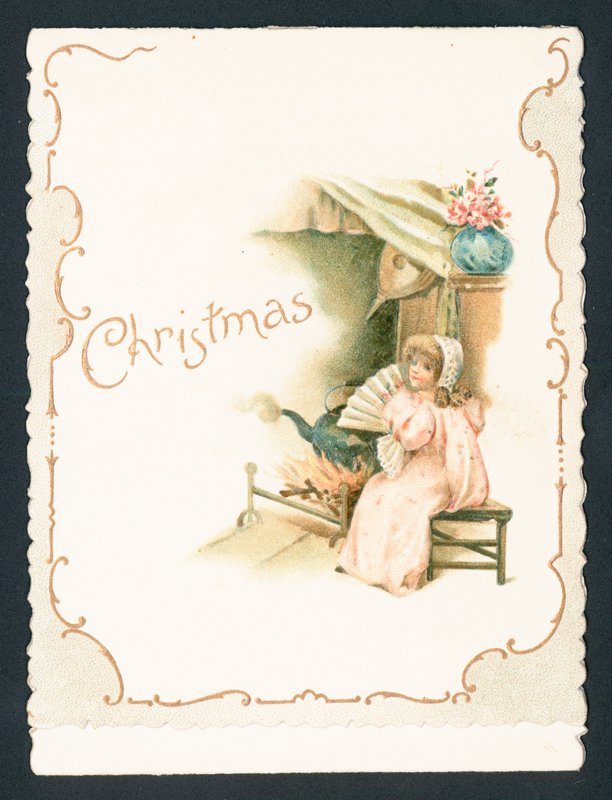 Ateşin yanında oturan kız, Noel kartı by English School