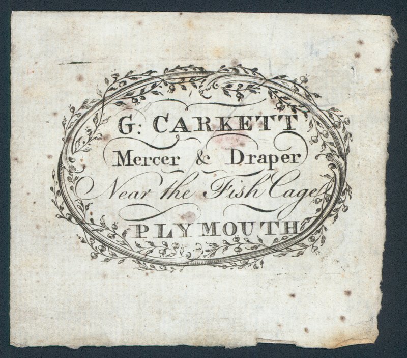 G Carkett, tüccar ve kumaşçı, ticari kart by English School