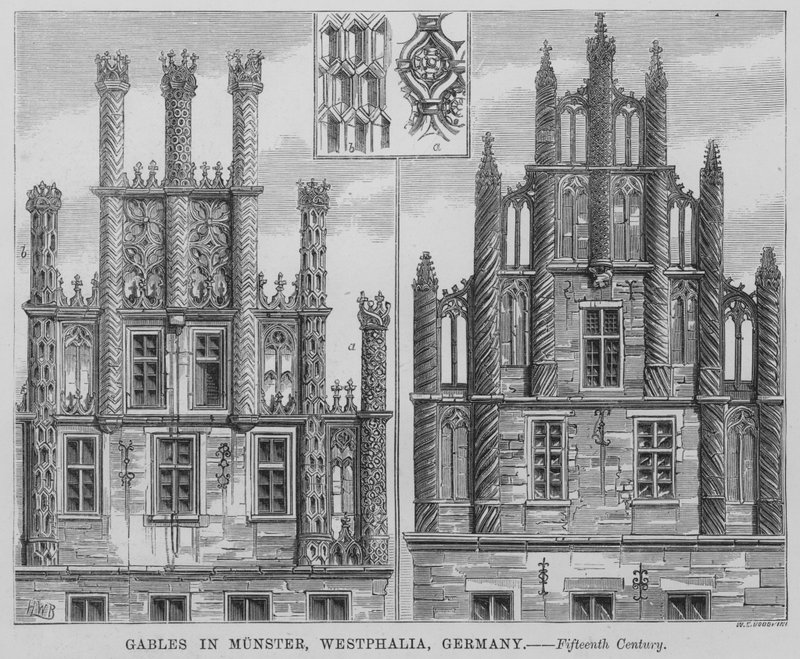 Gables, Munster, Westphalia, Almanya (gravür) by English School