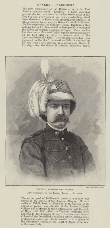 General Antonio Baldissera, İtalyan Birliklerinin Habeşistan