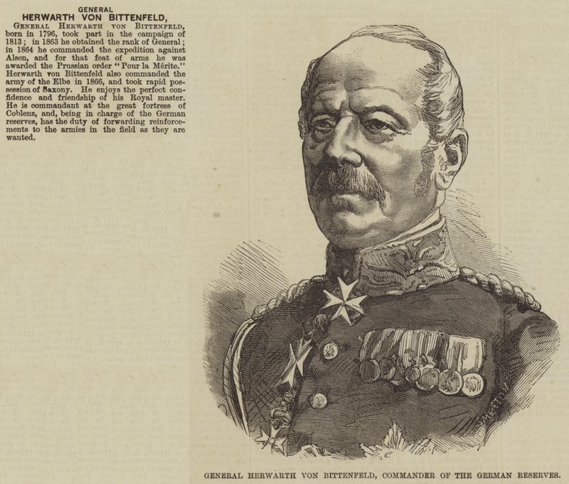 General Herwarth von Bittenfeld, Alman Yedek Kuvvetleri Komutanı (gravür) by English School