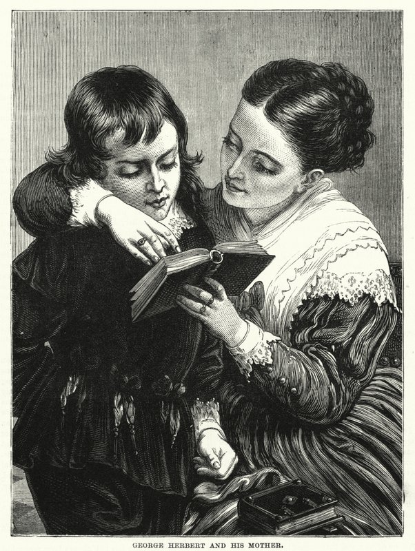 George Herbert ve annesi (gravür) by English School
