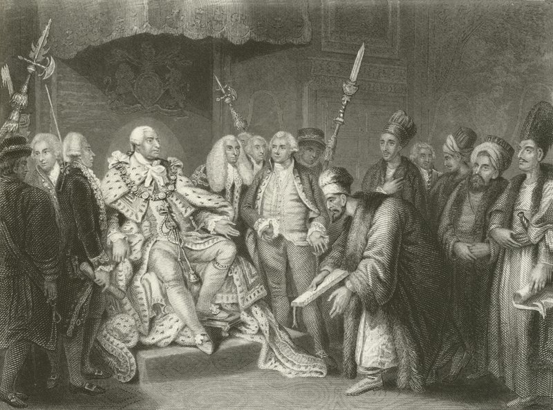 George III Türk büyükelçisini ve süitini kabul ediyor by English School