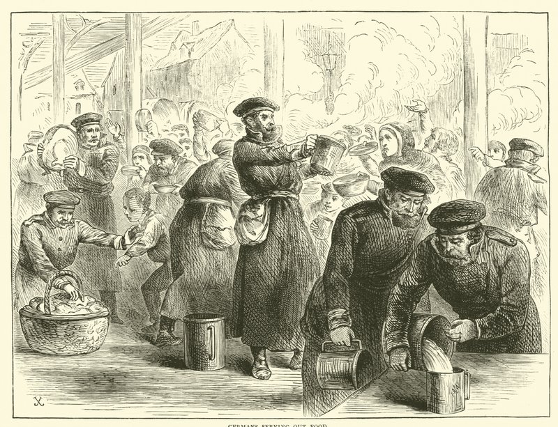 Yemek dağıtan Almanlar, Ocak 1871 by English School