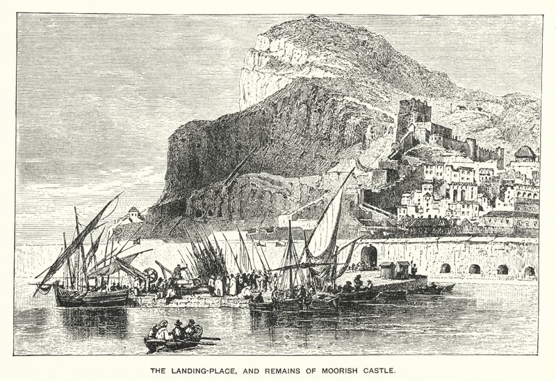 Cebelitarık: İniş Yeri ve Mağribi Kalesi Kalıntıları (gravür) by English School