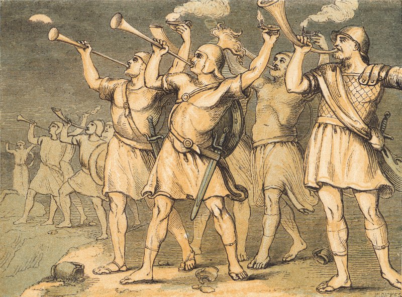 Gideon (renkli gravür) by English School