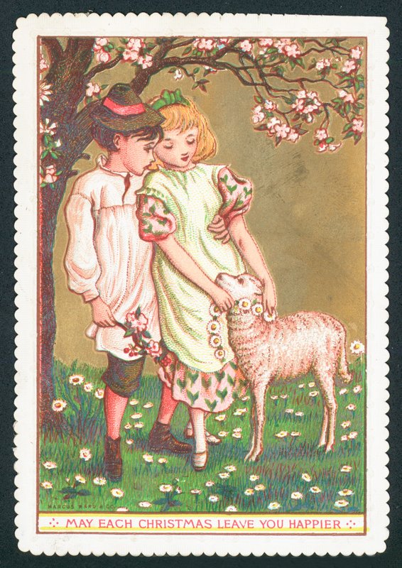 Kız ve erkek kuzu, Noel kartı by English School