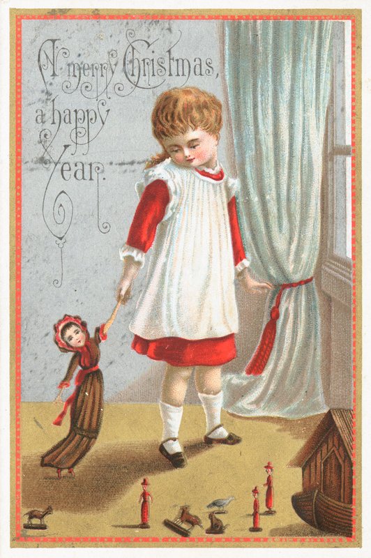 Bebek ve ark, Noel kartı ile oynayan kız by English School