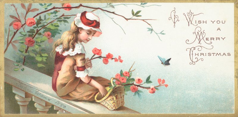 Köprüde oturan kız Noel kartı. by English School