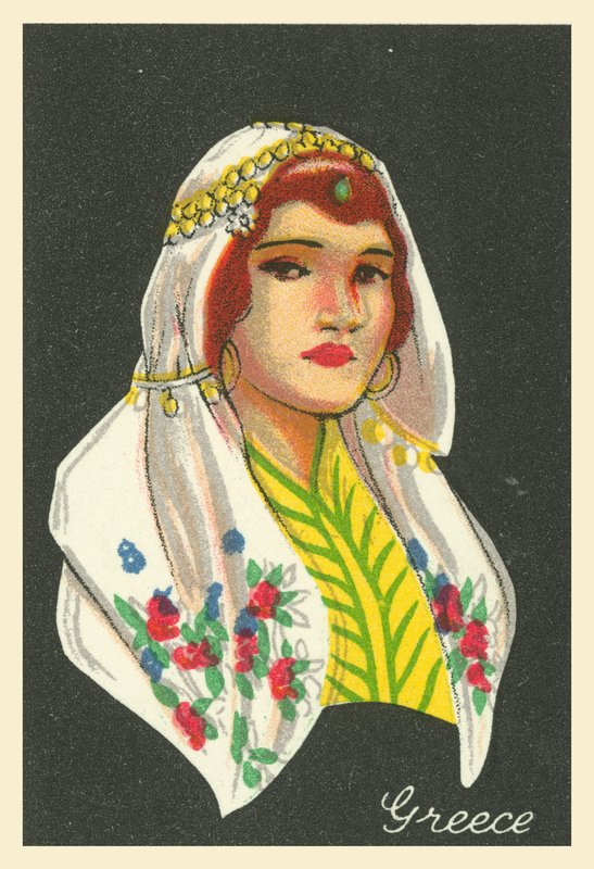 Birçok Ülkenin Kızları: Yunanistan (renkli taş baskı) by English School