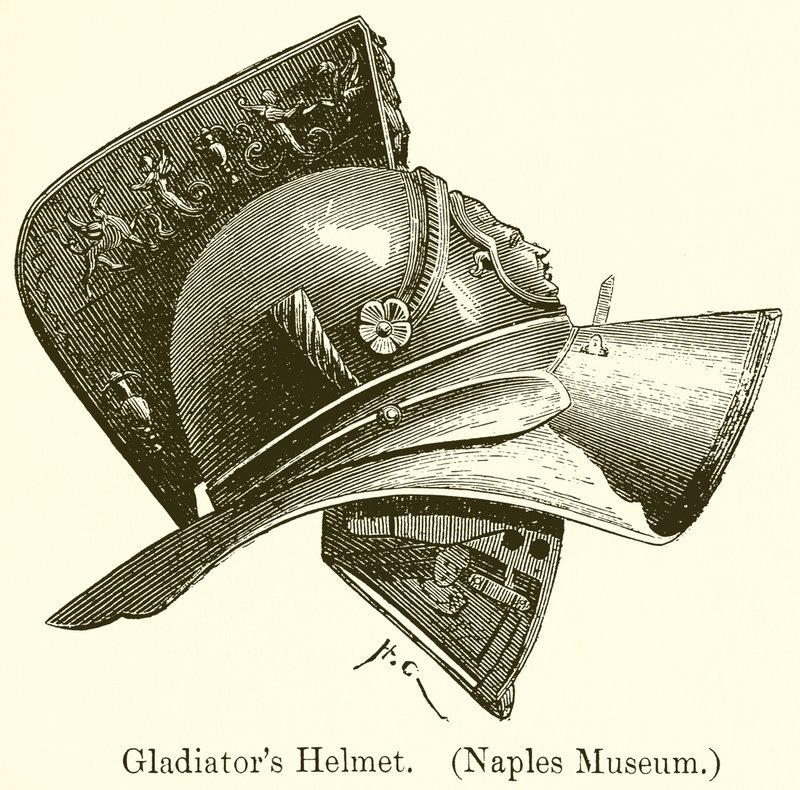Gladyatör Kaskı. (Napoli Müzesi) by English School