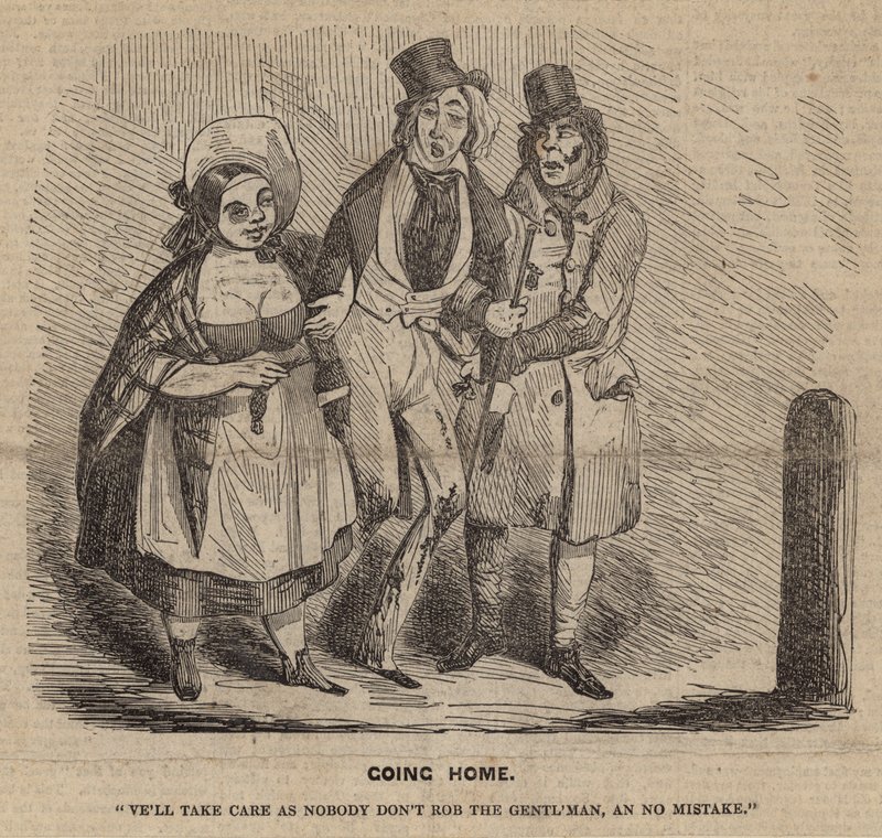 Eve gidiyor; karikatür by English School