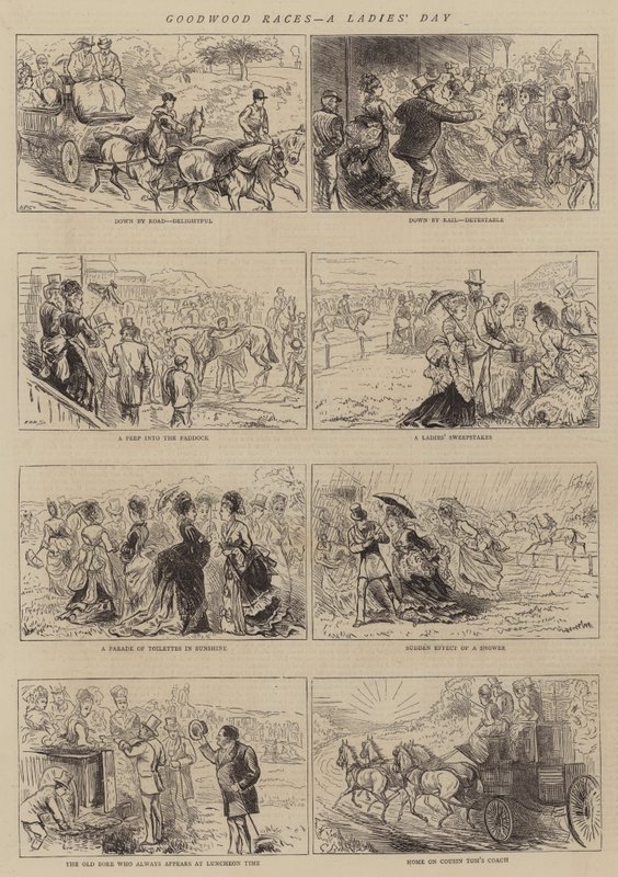 Goodwood Races, Bir Kadınlar Günü (gravür) by English School