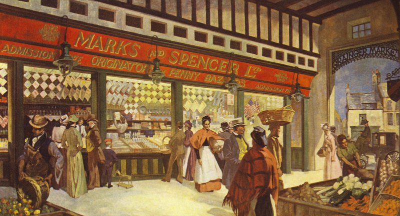 Grainger Market Hall Bazaar Newcastle, 1895 orijinal haliyle hala var by English School