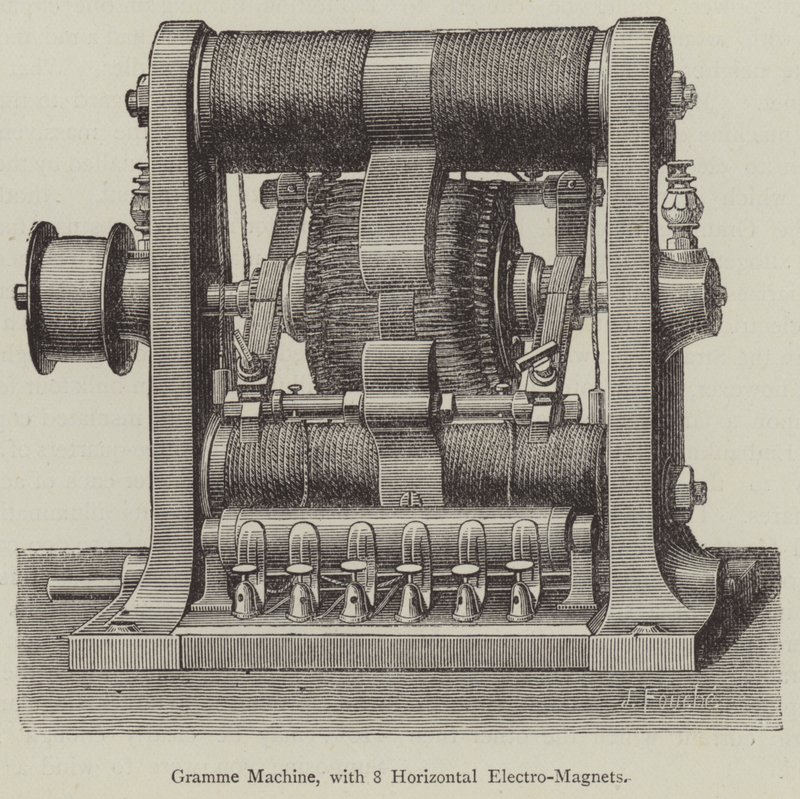 8 Yatay Elektro Mıknatıslı Gramme Makinesi (gravür) by English School