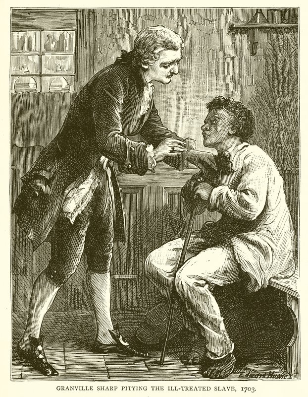 Granville Sharp, Kötü Muamele Edilen Köleye acıyor, 1703 by English School