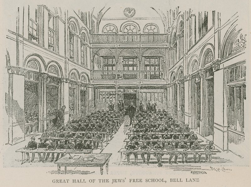 Yahudiler Özgür Okulu Büyük Salonu, Bell Lane, Londra by English School