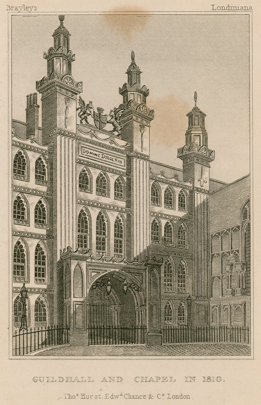 Guildhall ve Şapel, Londra, 1810 by English School