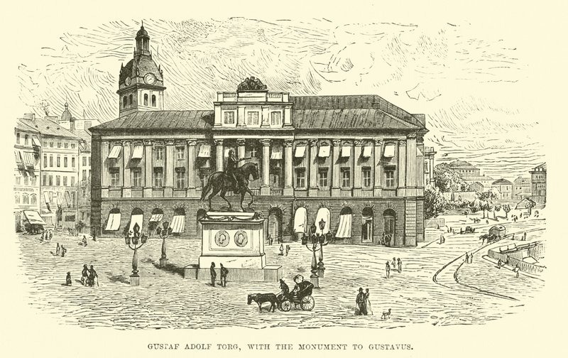 Gustavus anıtı ile Gustaf Adolf Torg, by English School