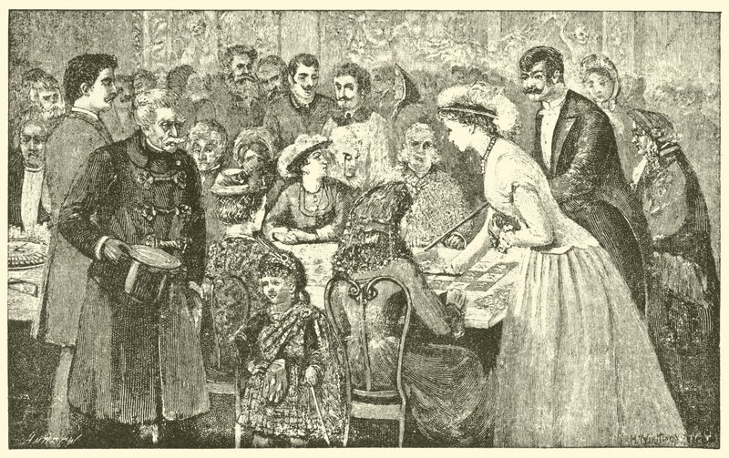 Gwendolen oyun masasında (gravür) by English School