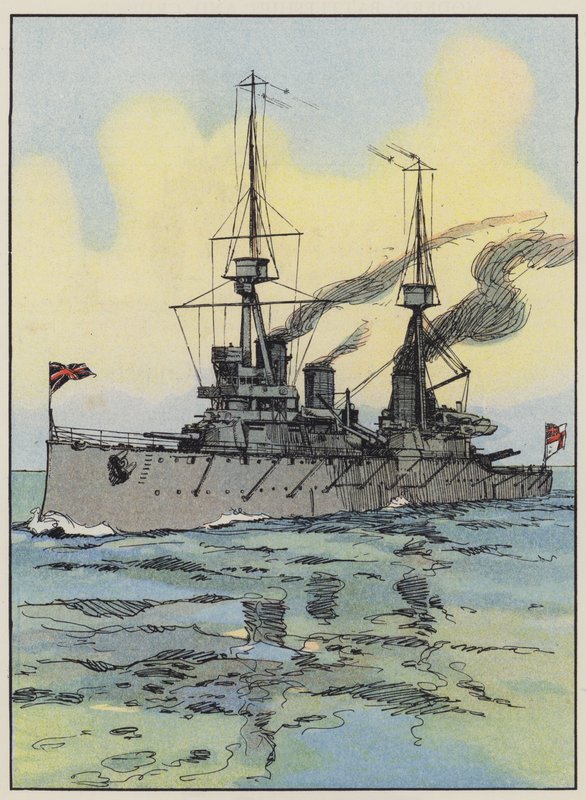 HMS Indomitable (renkli lito) by English School