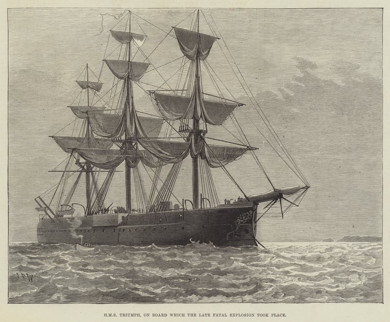 Ölümcül Patlamanın Geçtiği Gemide HMS Triumph (gravür) by English School