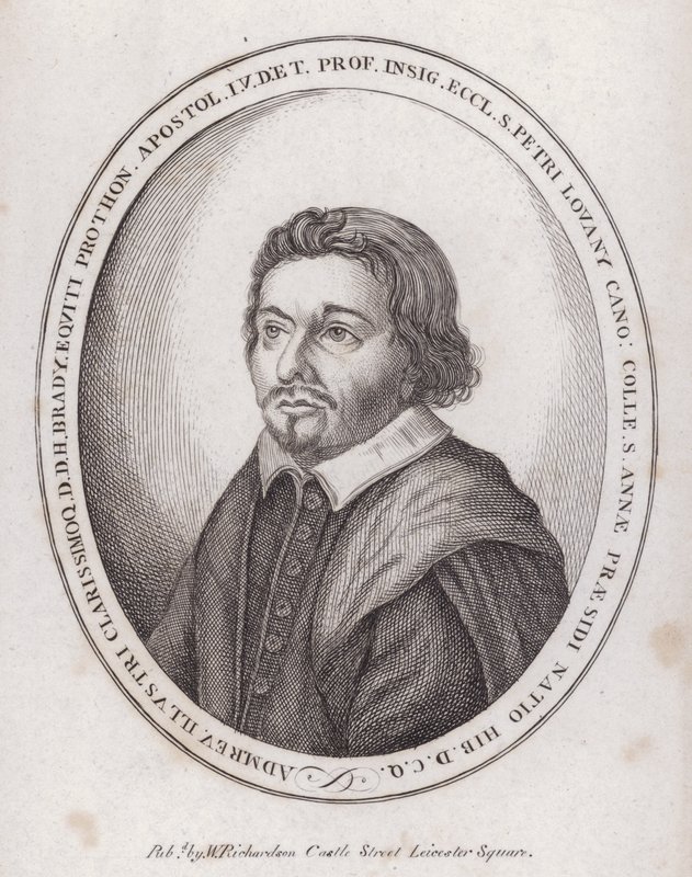 H Brady, 17. yüzyılın sonlarında kilise hukuku üzerine bir kitabın İngiliz yayıncısı (gravür) by English School