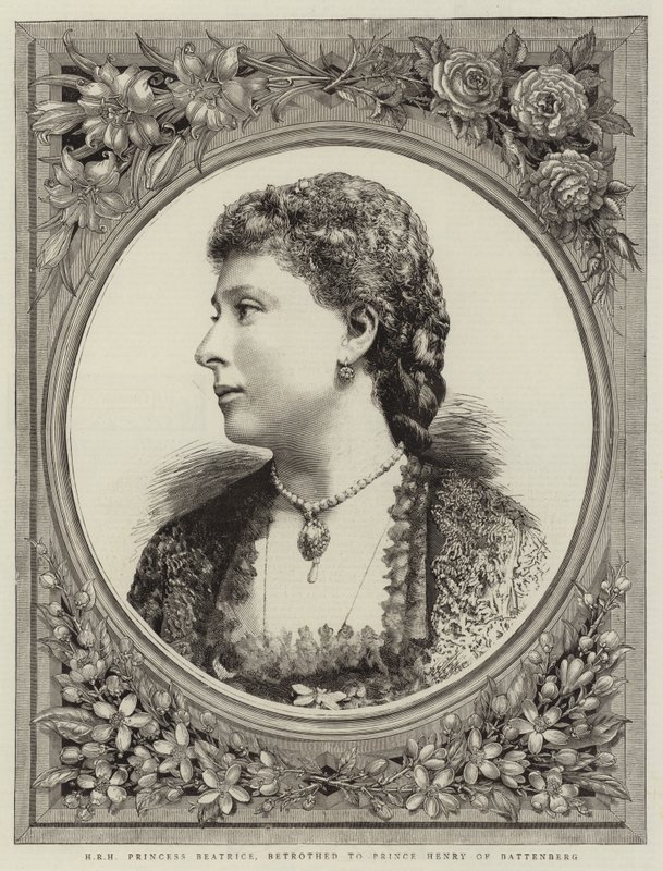 HR H Prenses Beatrice, Battenberg Prensi Henry ile Nişanlı (gravür) by English School