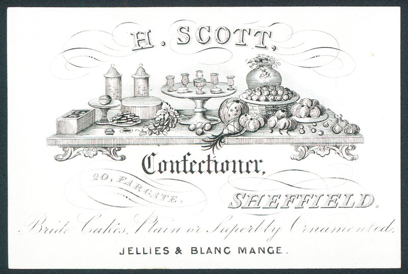 H Scott, şekerlemeci, ticari kart by English School